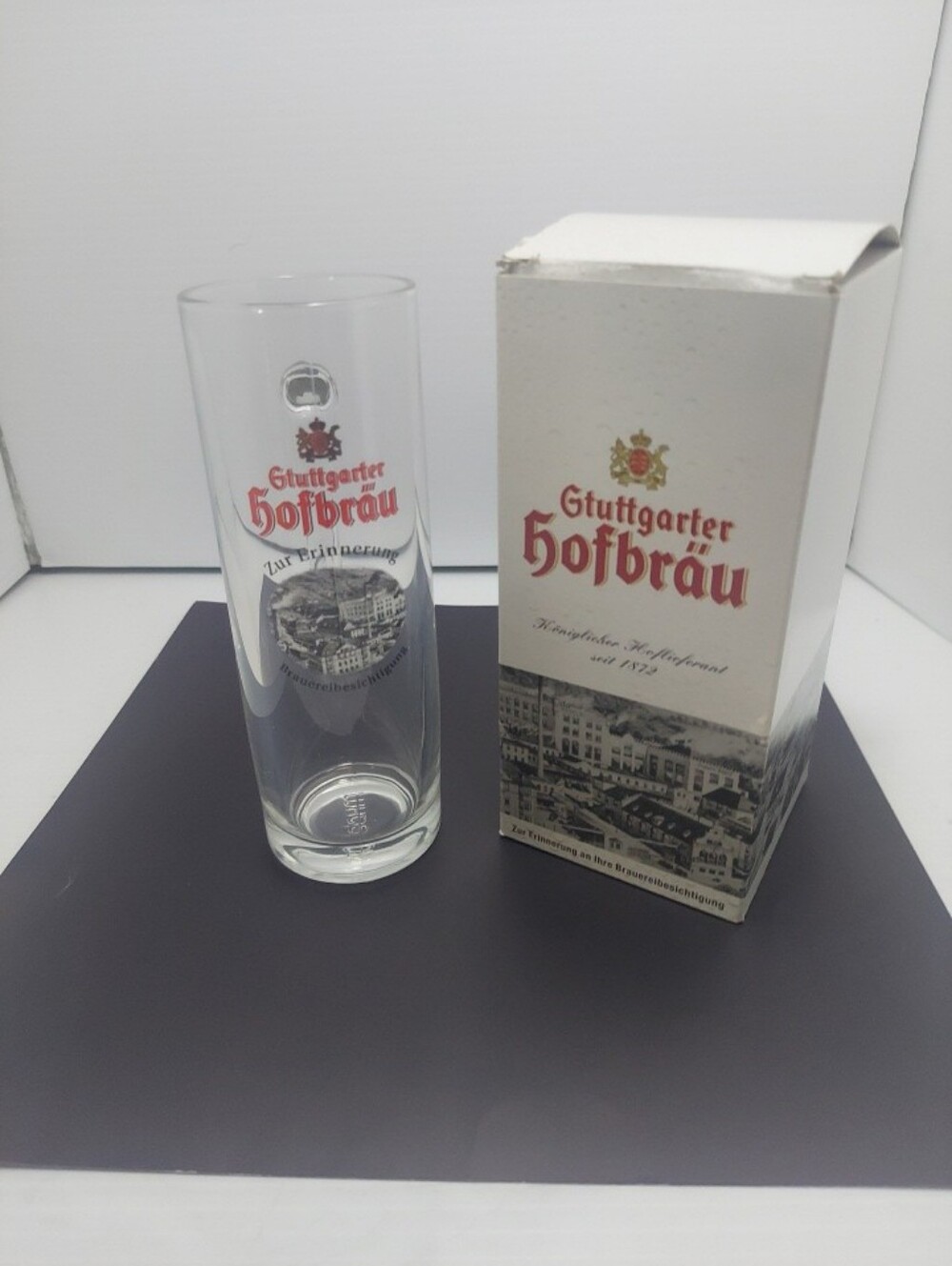 GTUTTGARTER HOFBRAU .3L BEER MUG GLASS Breweriana Vintage W/Box Stuttgart